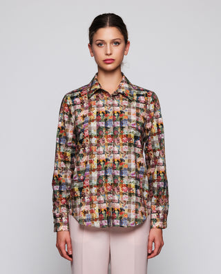 Camisa multicolor floral de algodón
