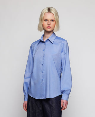 Camisa azul algodón elástico by MIRTO | 04274_0050_1