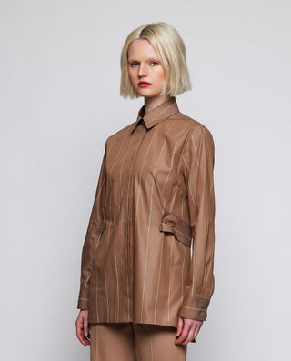 Camisa camel rayas algodón by MIRTO | 04285_0050_1