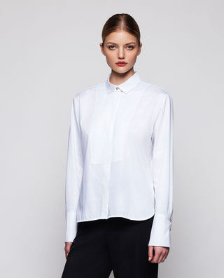 Camisa blanca esmoquin de algodón by MIRTO | 04305_0050_1