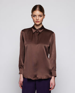 Blusa marrón de seda by MIRTO | 04321_0051_1