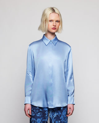 Blusa azul de seda by MIRTO | 04321_0052_1