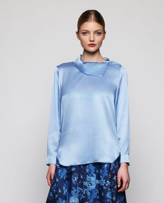 Blusa azul de seda by MIRTO | 04322_0050_1