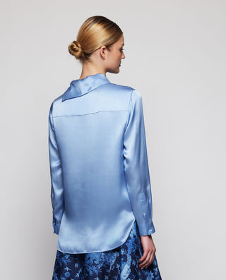 Blusa azul de seda by MIRTO | 04322_0050_2