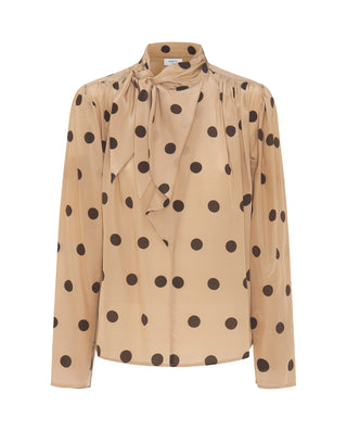 Top beige estampado lunares marrón by MIRTO | 04346_0050_1