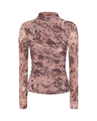 Top drapeado estampado toile de jouy de tull by MI | 04350_0050_4