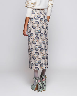 Falda azul de lentejuelas estampado floral