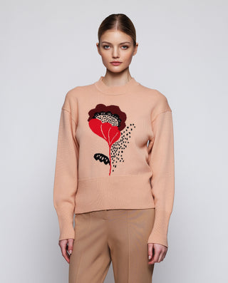 Jersey rosa jacquard floral de lana cashmere by MI | 04422_0051_1