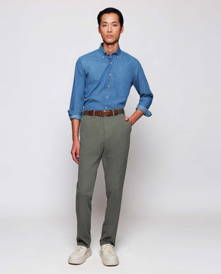 Pantalón regular fit algodón stretch verde