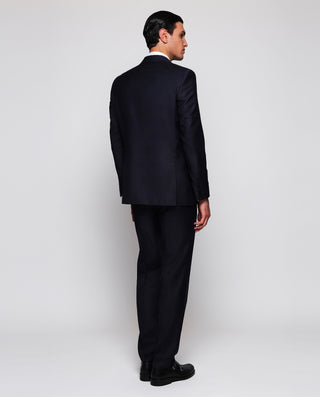 Traje azul marino de lana cuadro Príncipe de Gales