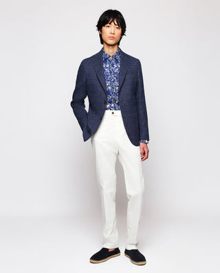 Pantalón regular fit algodón stretch tono blanco