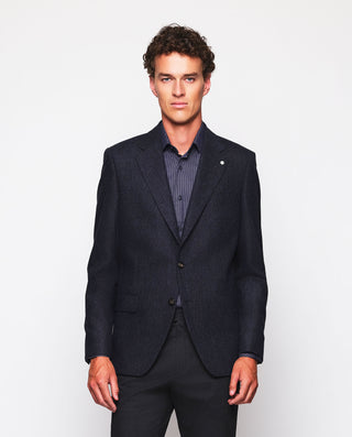 Chaqueta azul marino donegal en mezcla de by MIRTO | 04931_0050_1