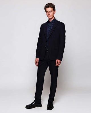 Navy blue wool & cashmere knit jacket