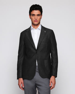 Chaqueta gris marengo de lana con textura