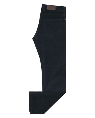Navy blue microcorduroy 5-pocket trousers