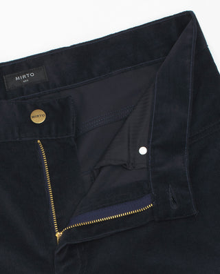Navy blue microcorduroy 5-pocket trousers