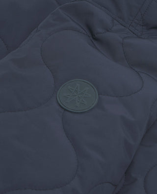 Navy blue quilted short parka