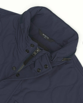 Navy blue quilted short parka