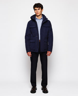 Navy blue quilted field jacket