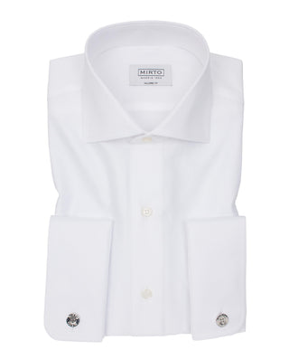 Camisa semi-entallada puño doble blanco