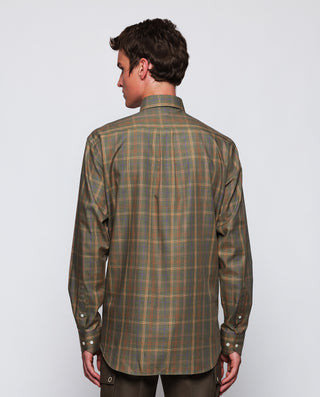 Khaki plaid casual shirt