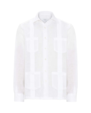 Guayabera manga larga blanca de lino