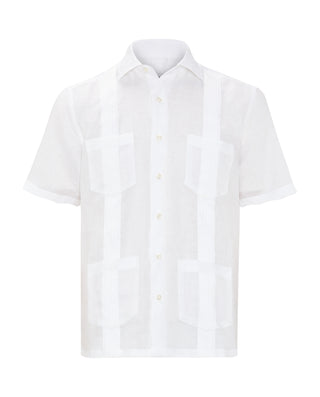 Guayabera manga corta blanca de lino
