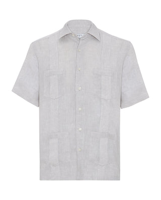 Guayabera manga corta gris de lino Big&Tall