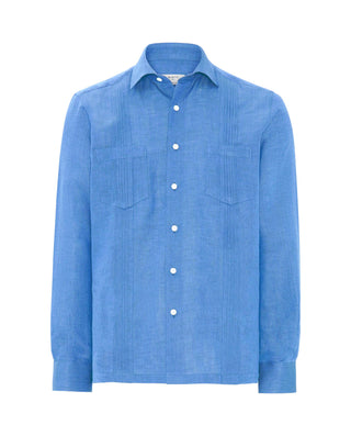 Guayamisa manga larga azul royal de lino