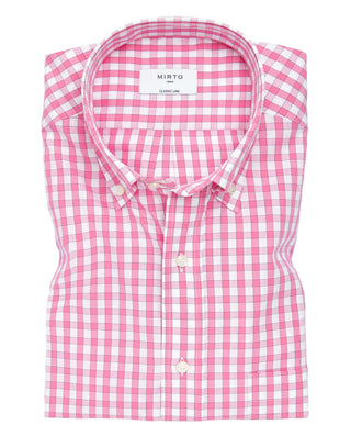 Camisa casual de algodón cuadros rosa by MIRTO