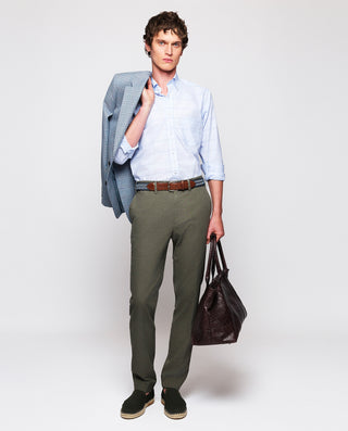 Blue cotton plaid casual shirt