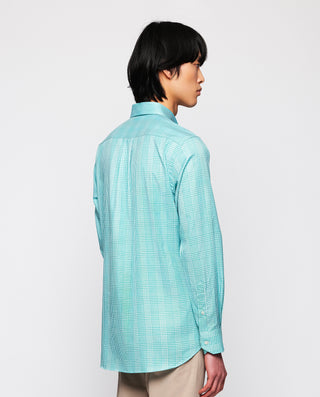 Casual green plaid Pinpoint Oxford cotton shirt