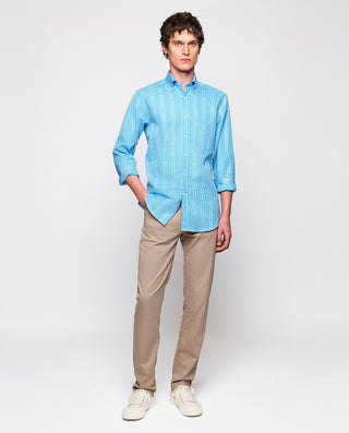 Blue cotton Pinpoint Oxford casual shirt