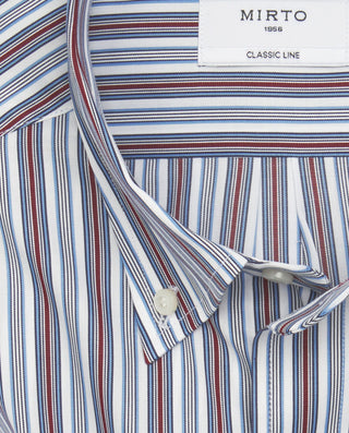 Camisa casual blanca rayas verdes y burdeos by MIR