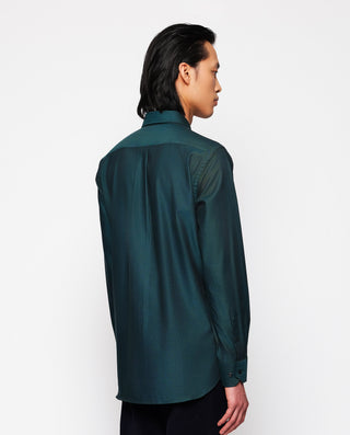 Camisa casual verde de algodón oxford by MIRTO