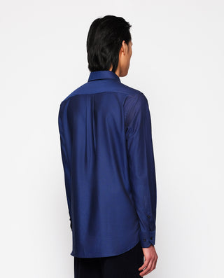 Camisa casual azul de algodón oxford by MIRTO