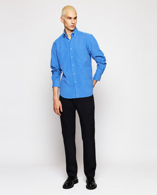 Royal blue microcorduroy casual shirt