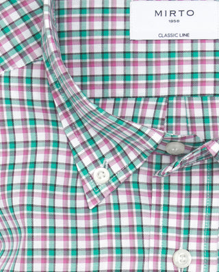 Camisa casual cuadros rosas y verdes by MIRTO