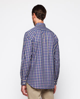 Camisa casual azul cuadros rojos y amarillos by MI