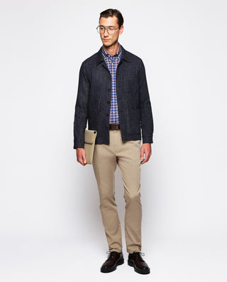 Camisa casual azul cuadros rojos y amarillos by MI