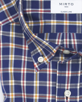 Camisa casual azul cuadros rojos y amarillos by MI