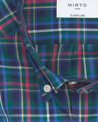 Camisa casual cuadros tonos azules de algodón by M