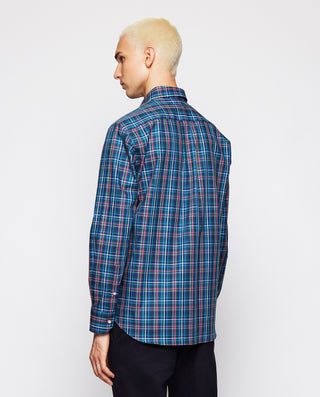 Blue tones cotton plaid casual shirt
