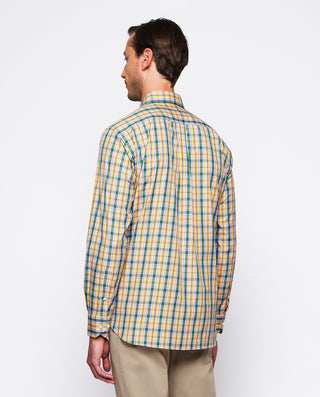 Camisa casual amarilla cuadros verdes y morad by M