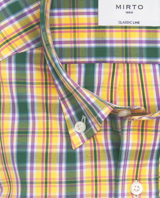 Camisa casual amarilla cuadros verdes y morad by M
