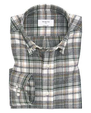 Camisa casual cáqui cuadros de franela by MIRTO