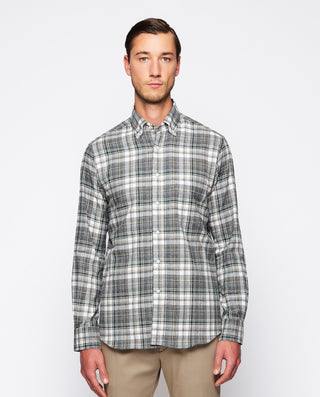 Camisa casual cáqui cuadros de franela by MIRTO