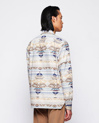 Flannel ethnical motif overshirt