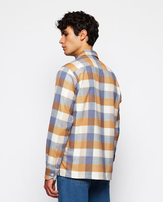 Big&Tall blue and beige checked flannel overshirt