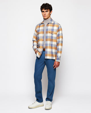 Big&Tall blue and beige checked flannel overshirt